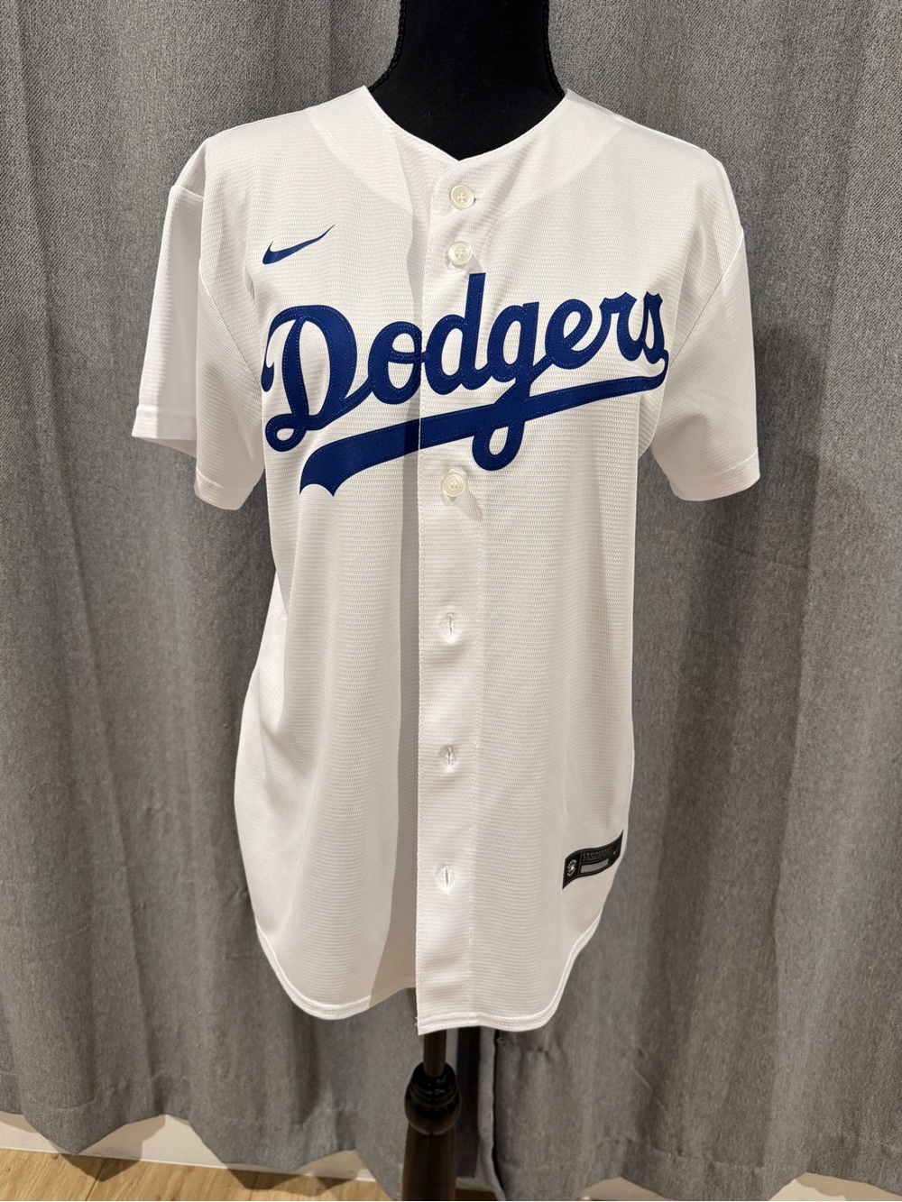 Nike Dodgers White Baseball Jersey with Blue Script